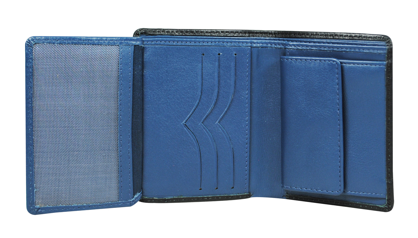 Calfnero Genuine Leather Men's Wallet (12023-Black-Navy)