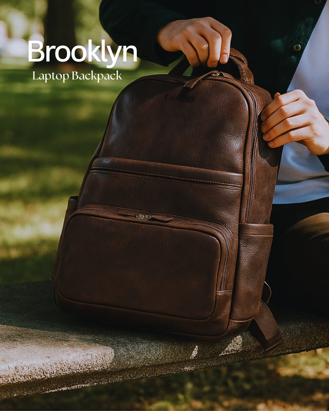 "Brooklyn" Large Leather Laptop Backpack Men's Backpack