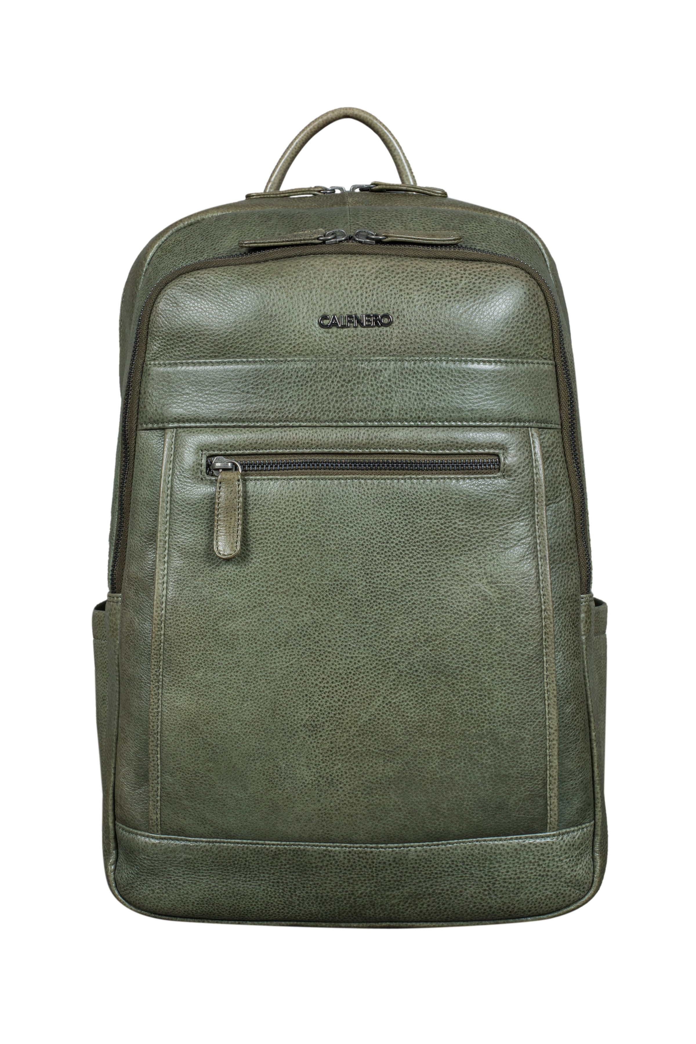 "Sage" olive green leather backpack