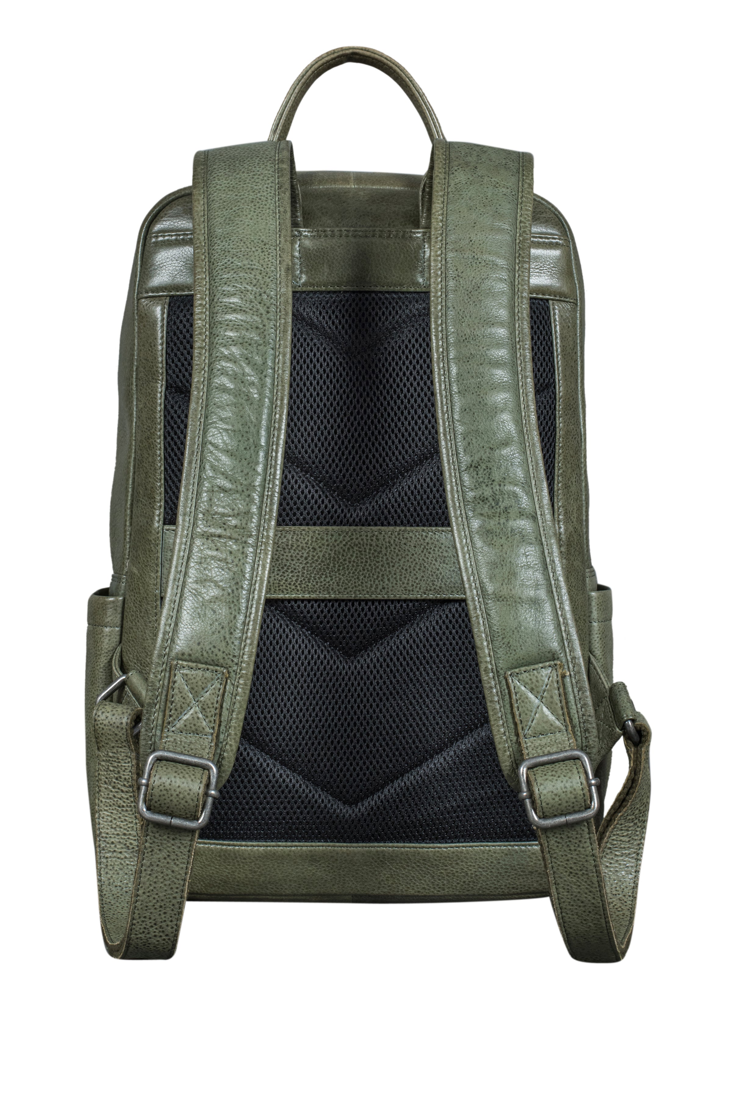 "Sage" olive green leather backpack