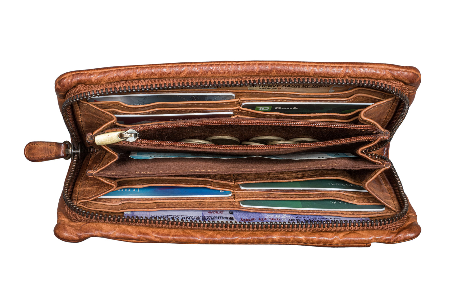 "Rustic" Leather Wallet for Women (WS 532-Brown)