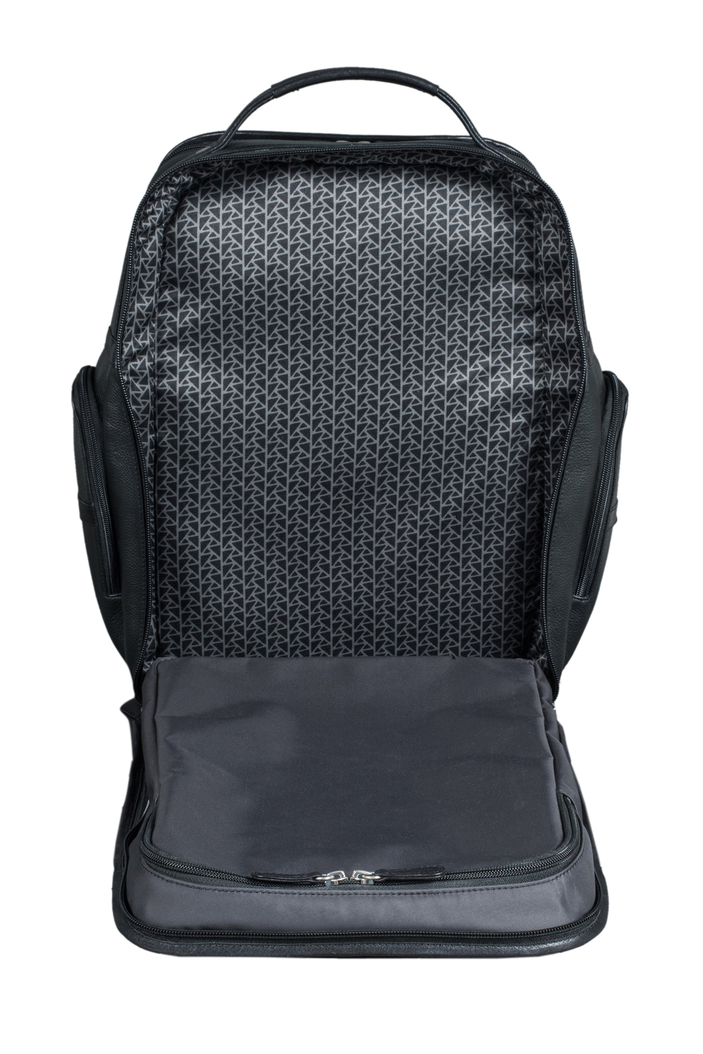 "Aegis" structured black leather backpack