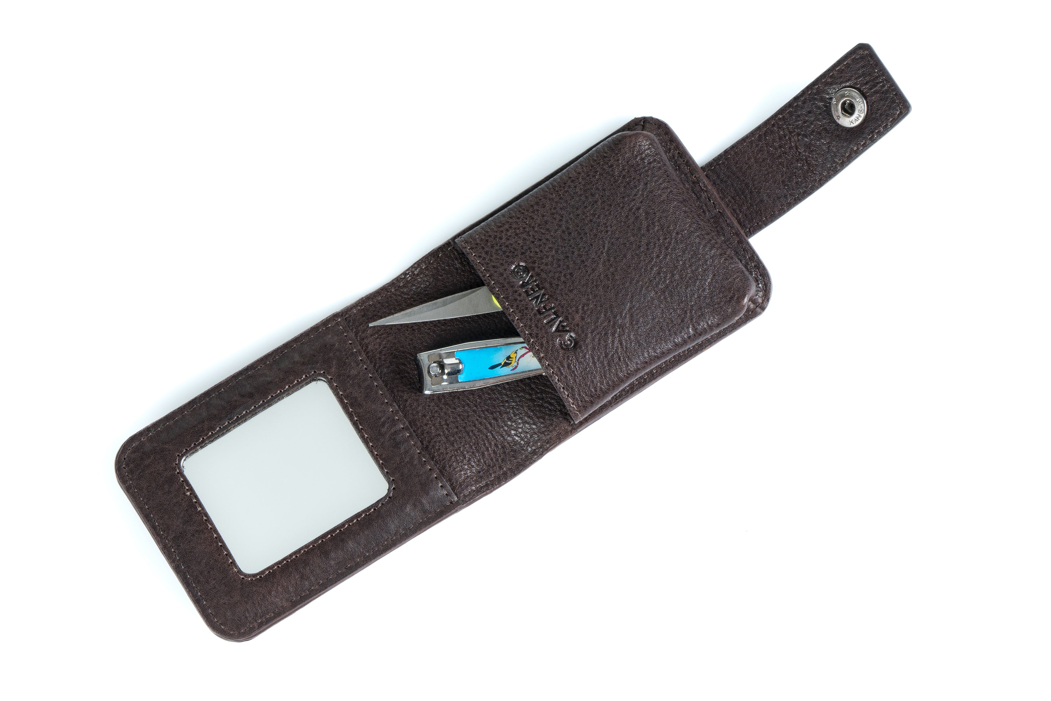 "Clara" Compact Leather Grooming Pouch