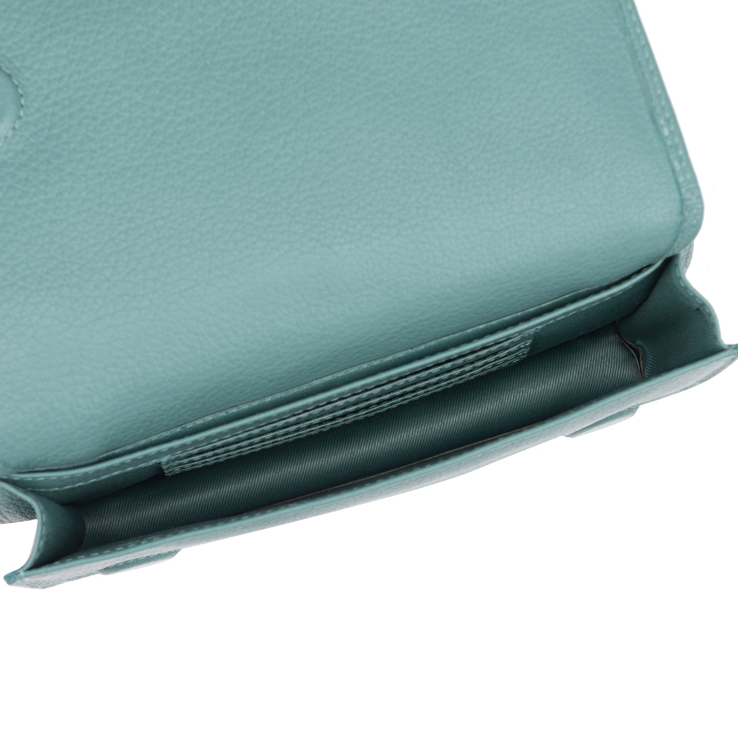 "Aqua"sleek teal leather crossbody pouch (71345-Green)