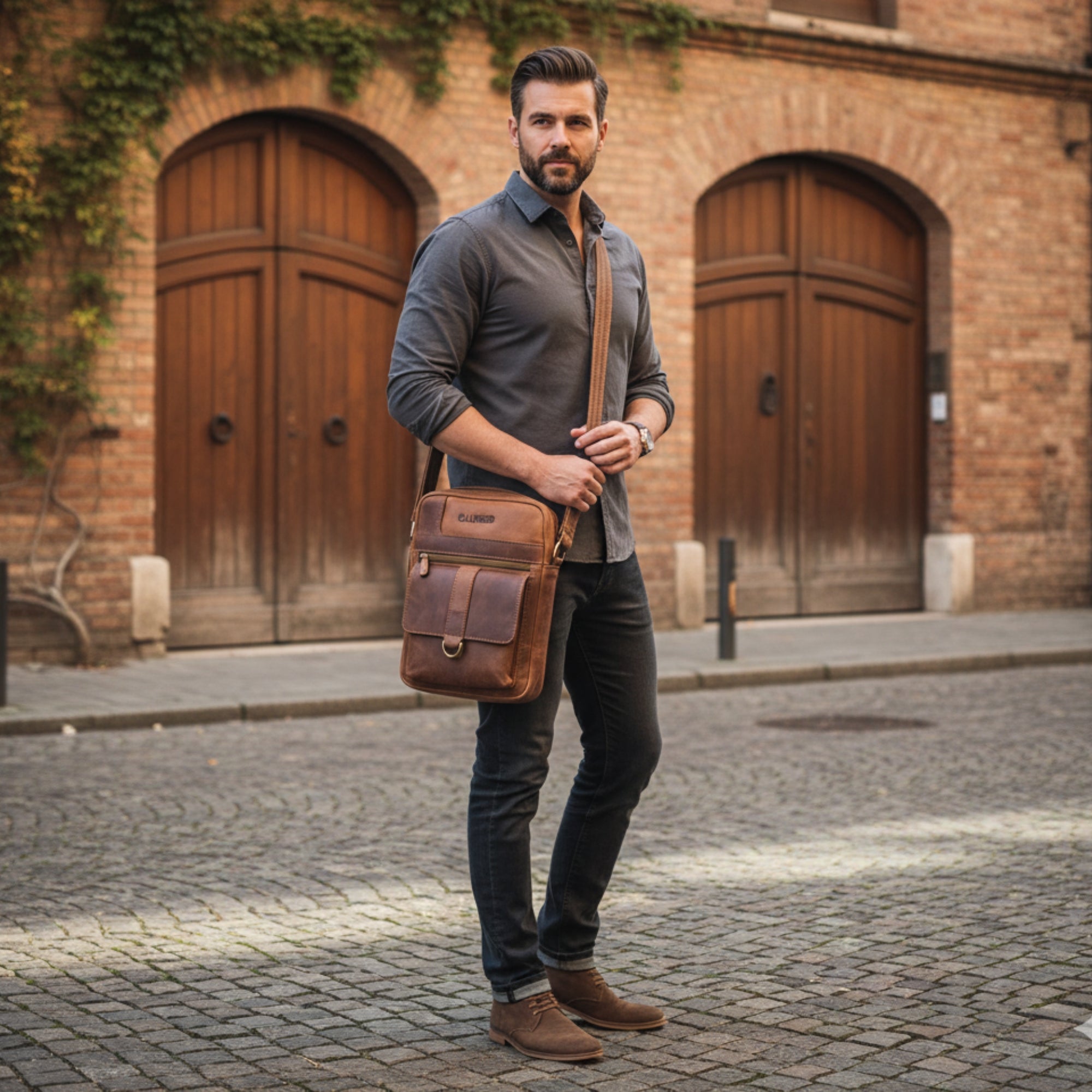 Anchor Hunter Leather Timeless Men's Crossbody Bag Men's Cross Body Bag