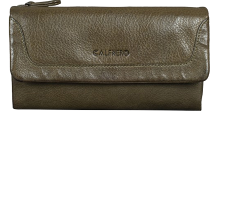 "Regina" Long Wallet by Calfnero olive