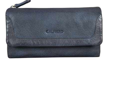 "Regina" Long Wallet by Calfnero Blue
