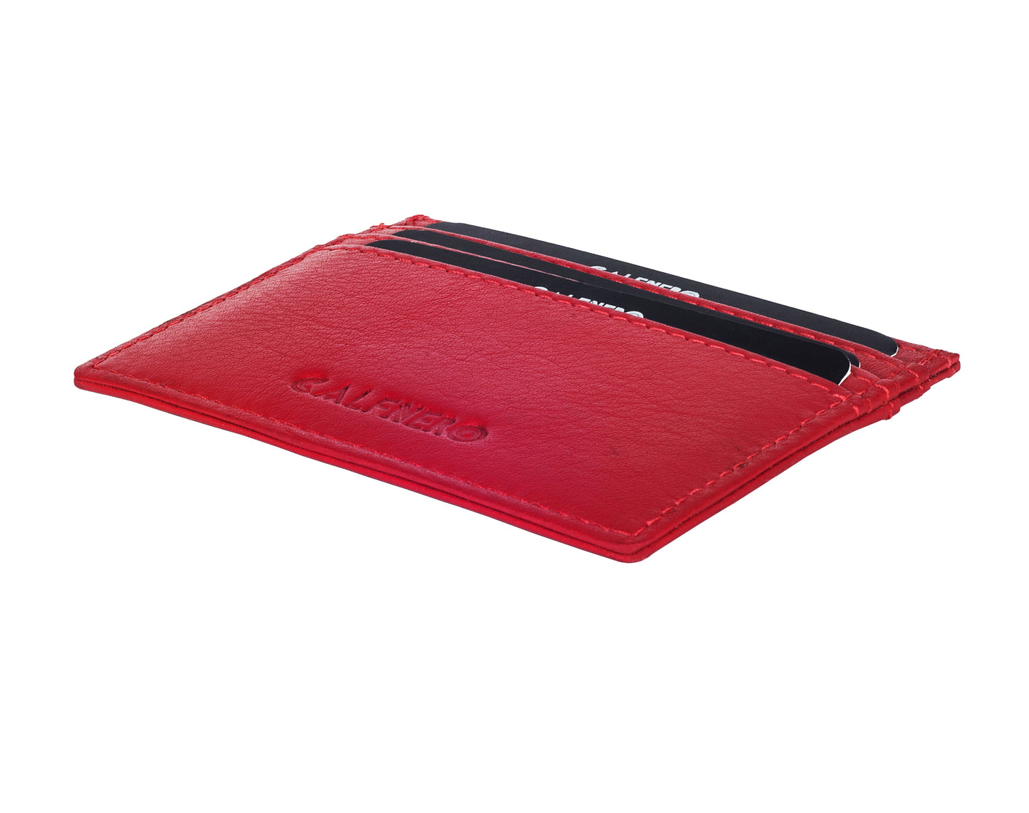 Calfnero Genuine Leather Card Case (1044-RED)