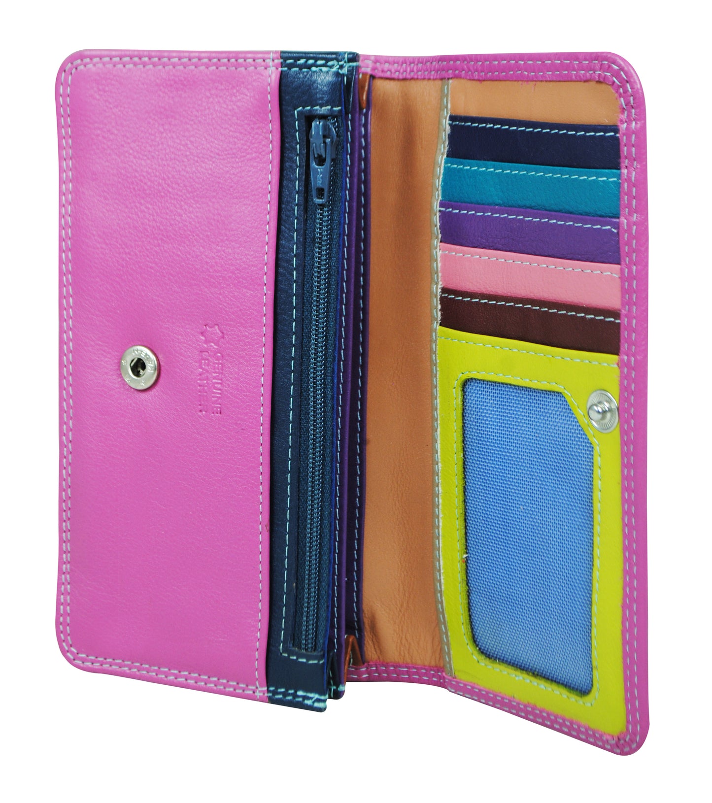 Calfnero Genuine Leather Women's wallet (109-Pink-Multi)