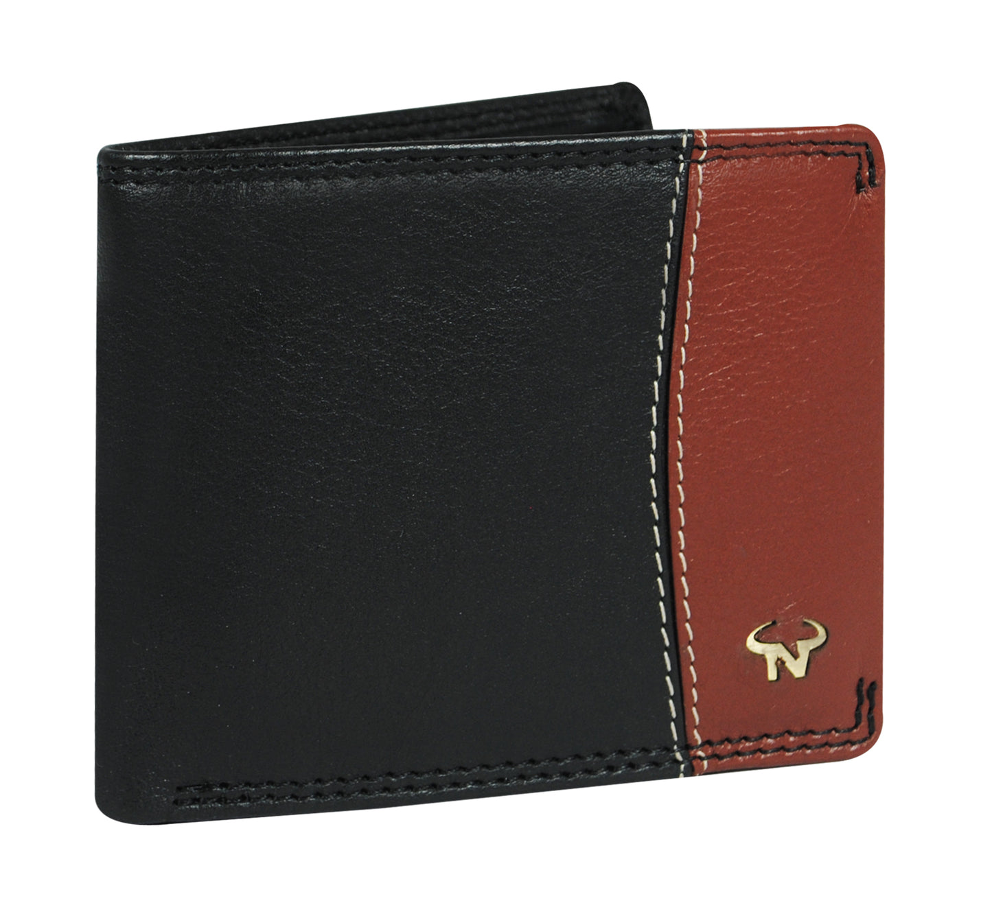 Calfnero Men's Genuine Leather Wallet (1224-Black-Brown)
