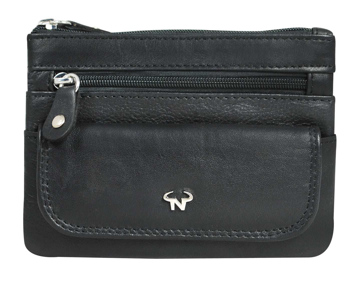 Calfnero Genuine Leather Key Case Multi use Key and Coin Wallet (1308-Black)