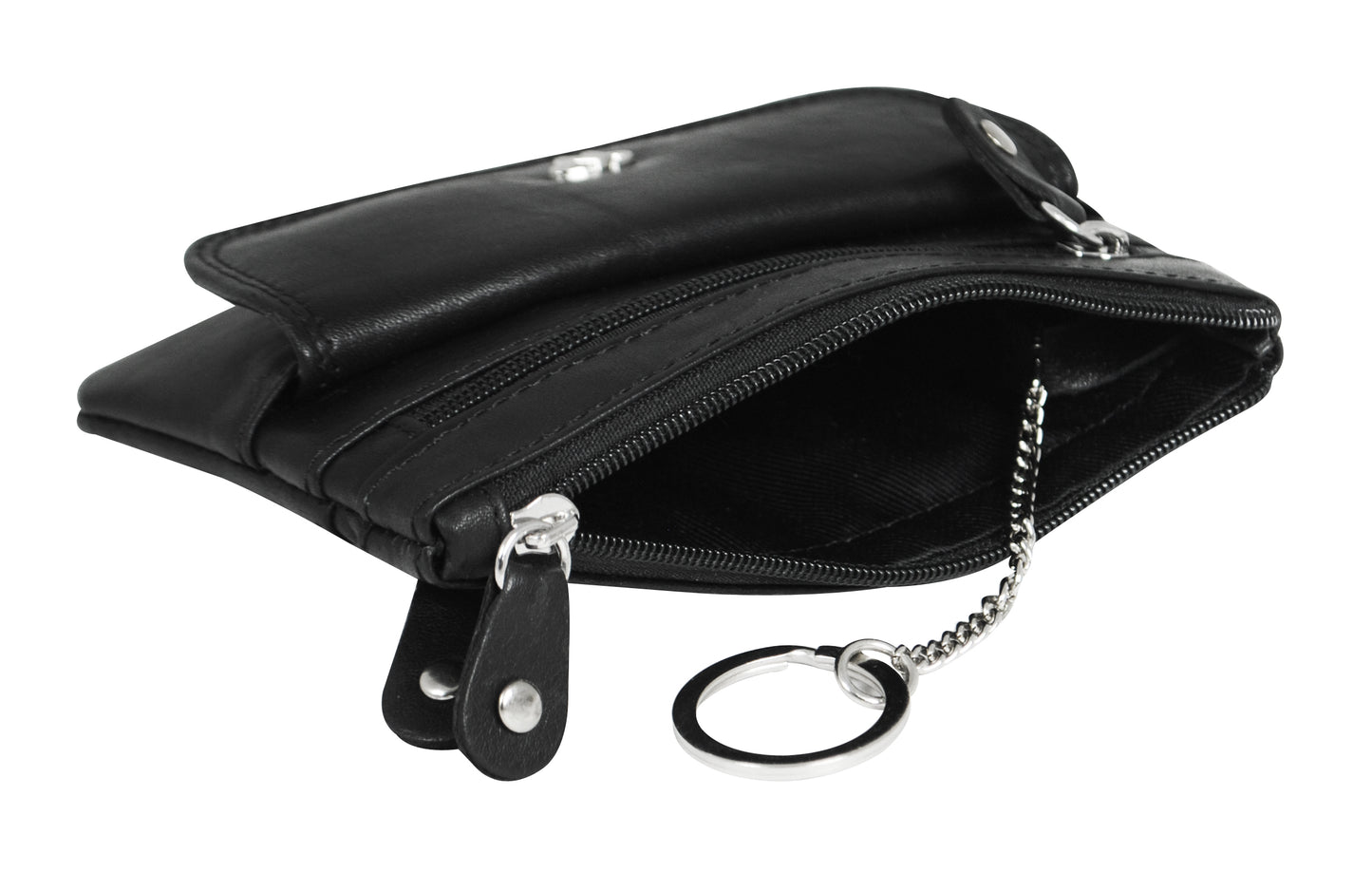 Calfnero Genuine Leather Key Case Multi use Key and Coin Wallet (1308-Black)