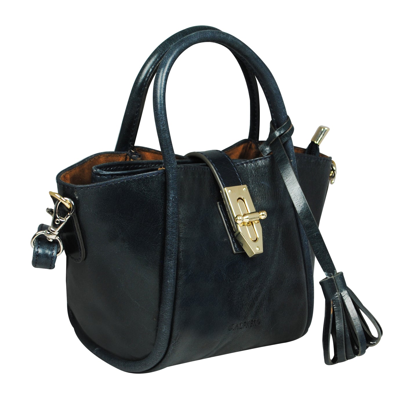 Calfnero Women's Genuine Leather Hand Bag (1636-Navy)