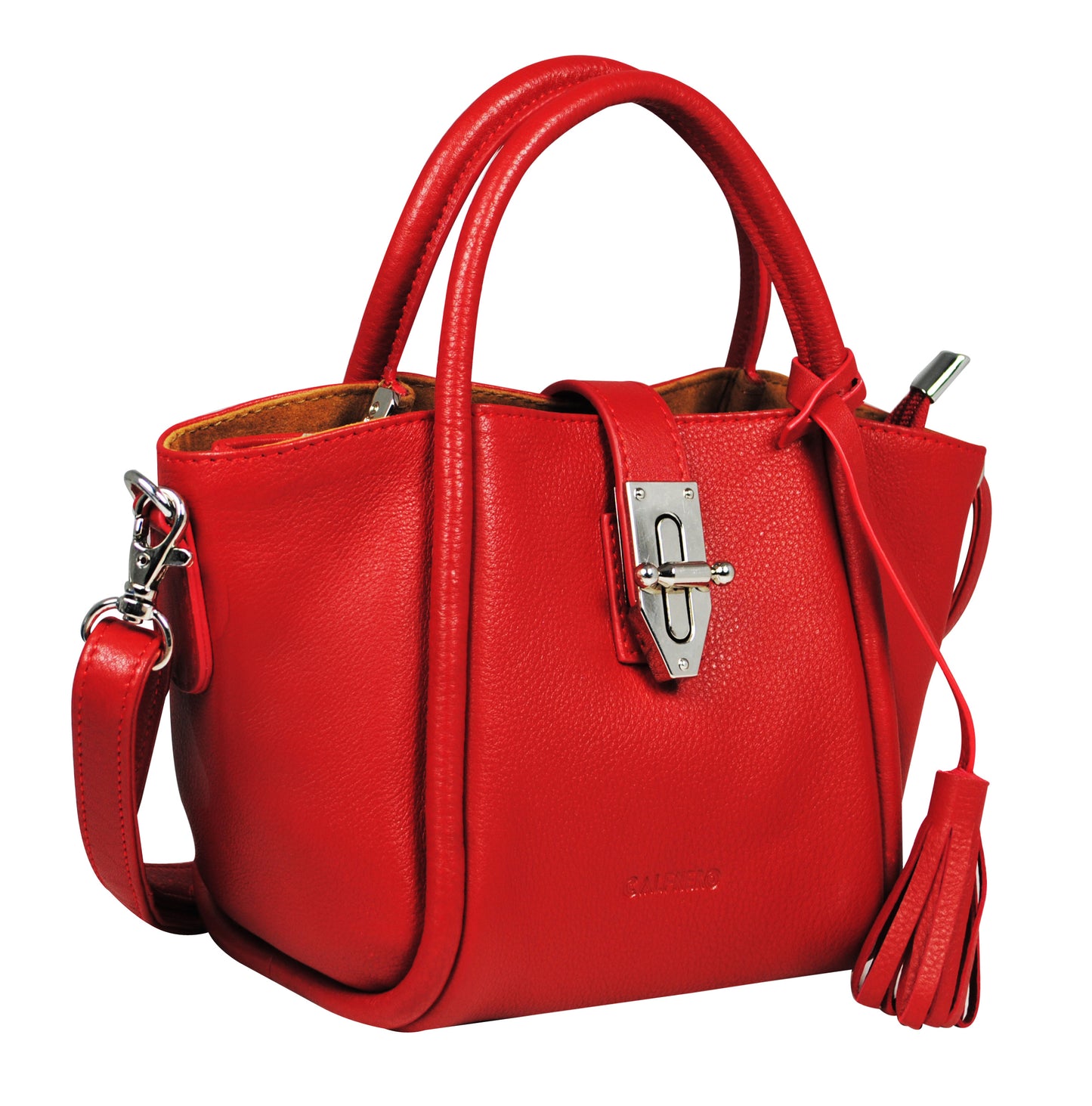 Calfnero Women's Genuine Leather Hand Bag (1636-Red)