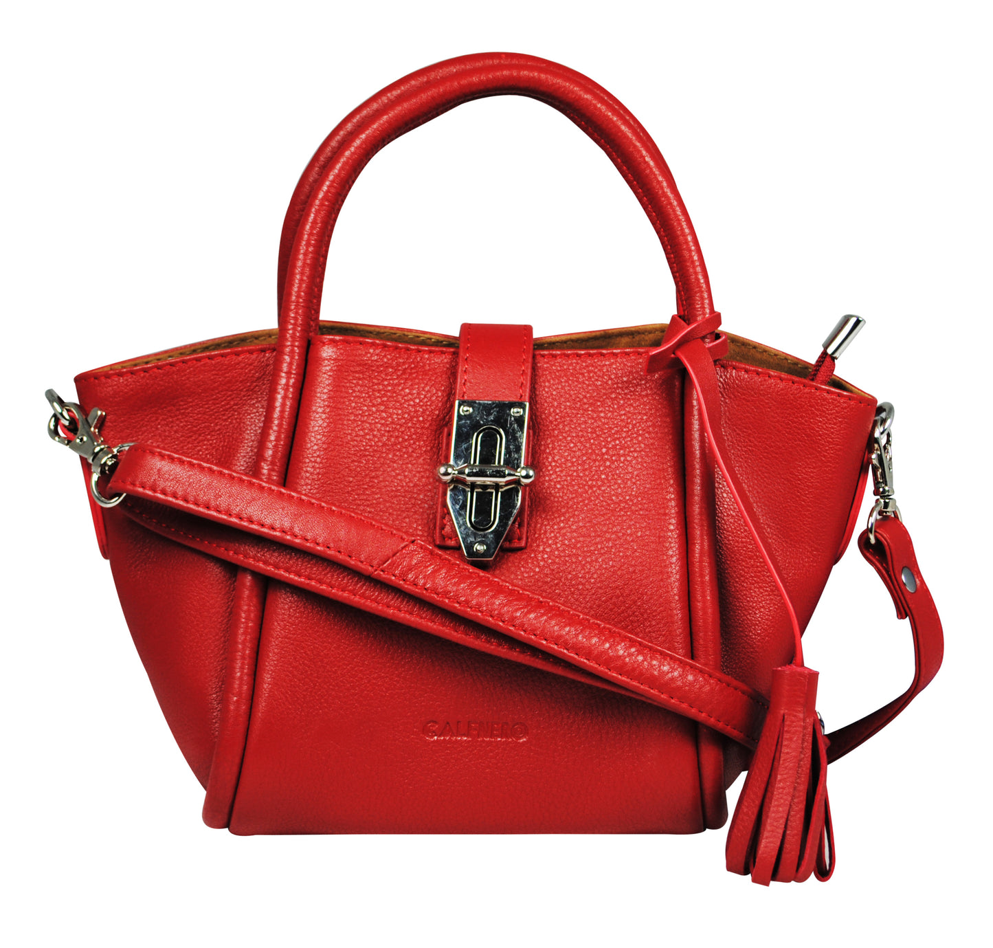 Calfnero Women's Genuine Leather Hand Bag (1636-Red)