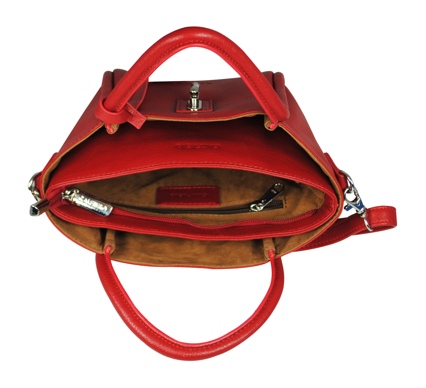 Calfnero Women's Genuine Leather Hand Bag (1636-Red)