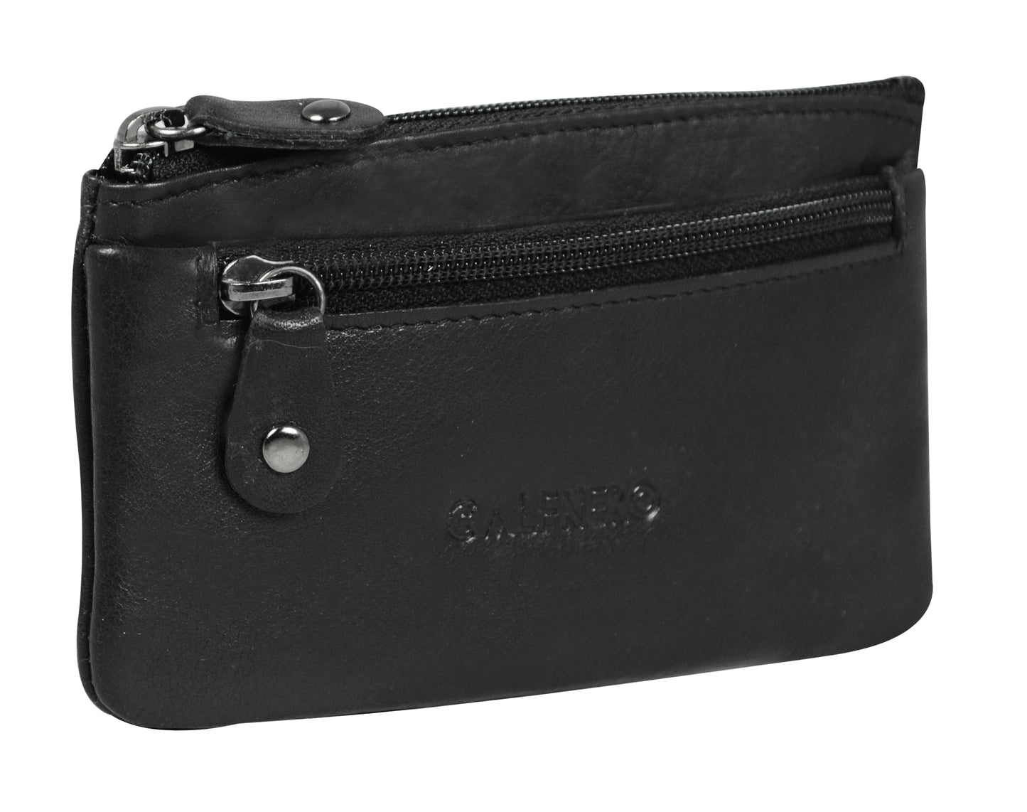 Calfnero Genuine Leather Key Case,Coin Wallet (1989-Black)