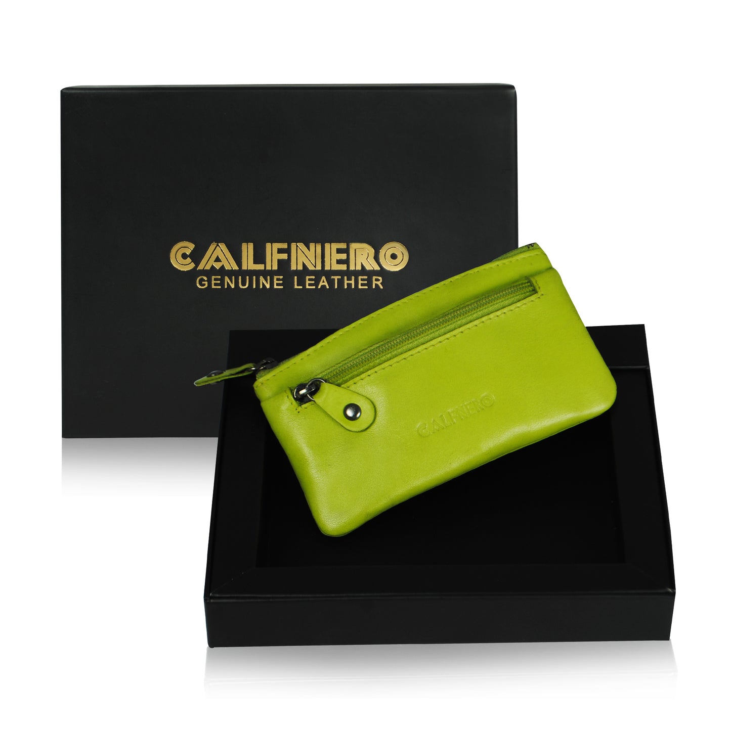 Calfnero Genuine Leather Key Case,Coin Wallet (1989-Light-Green)