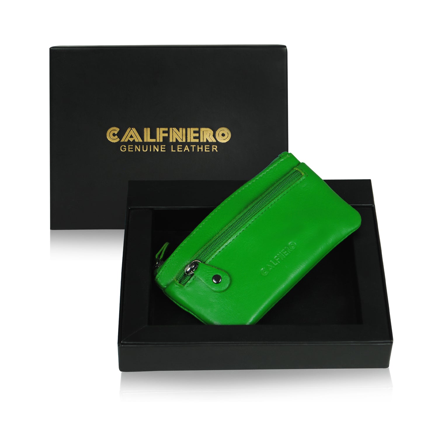 Calfnero Genuine Leather Key Case,Coin Wallet (1989-Parrot-Green)