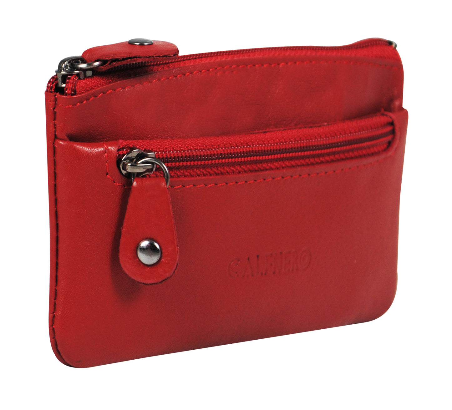 Calfnero Genuine Leather Key Case,Coin Wallet (1989-Red)