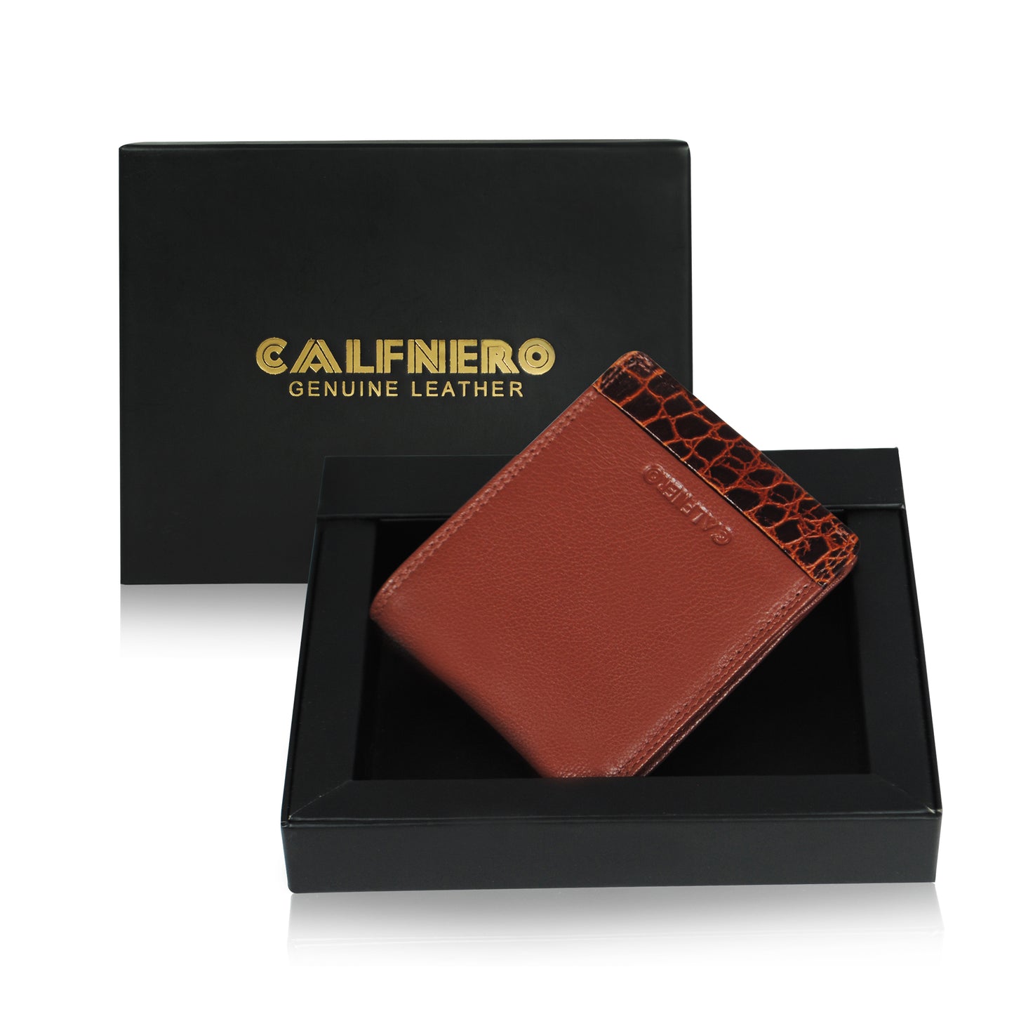 Calfnero Genuine Leather  Men's Wallet (22012-Cognac)