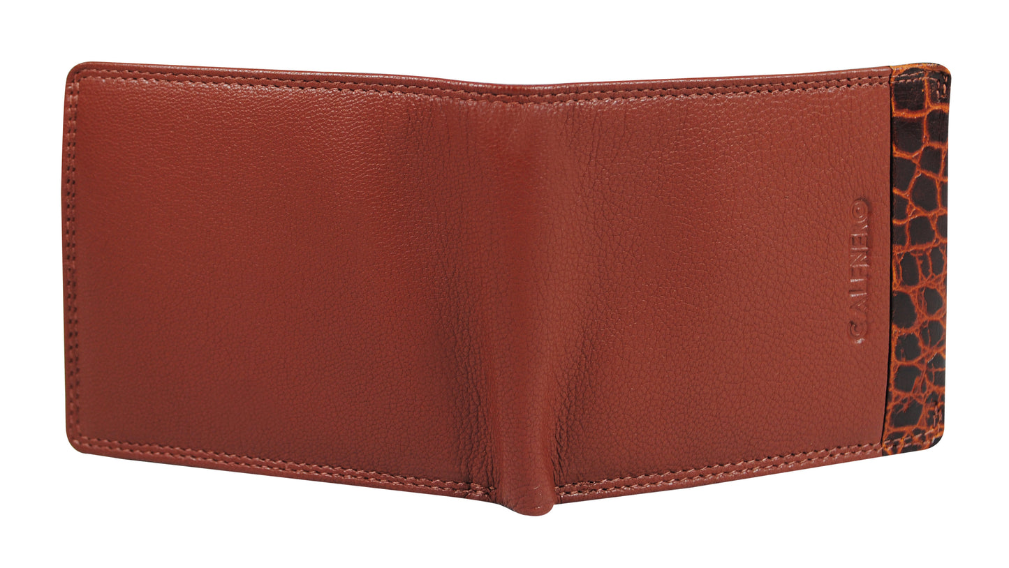 Calfnero Genuine Leather  Men's Wallet (22012-Cognac)