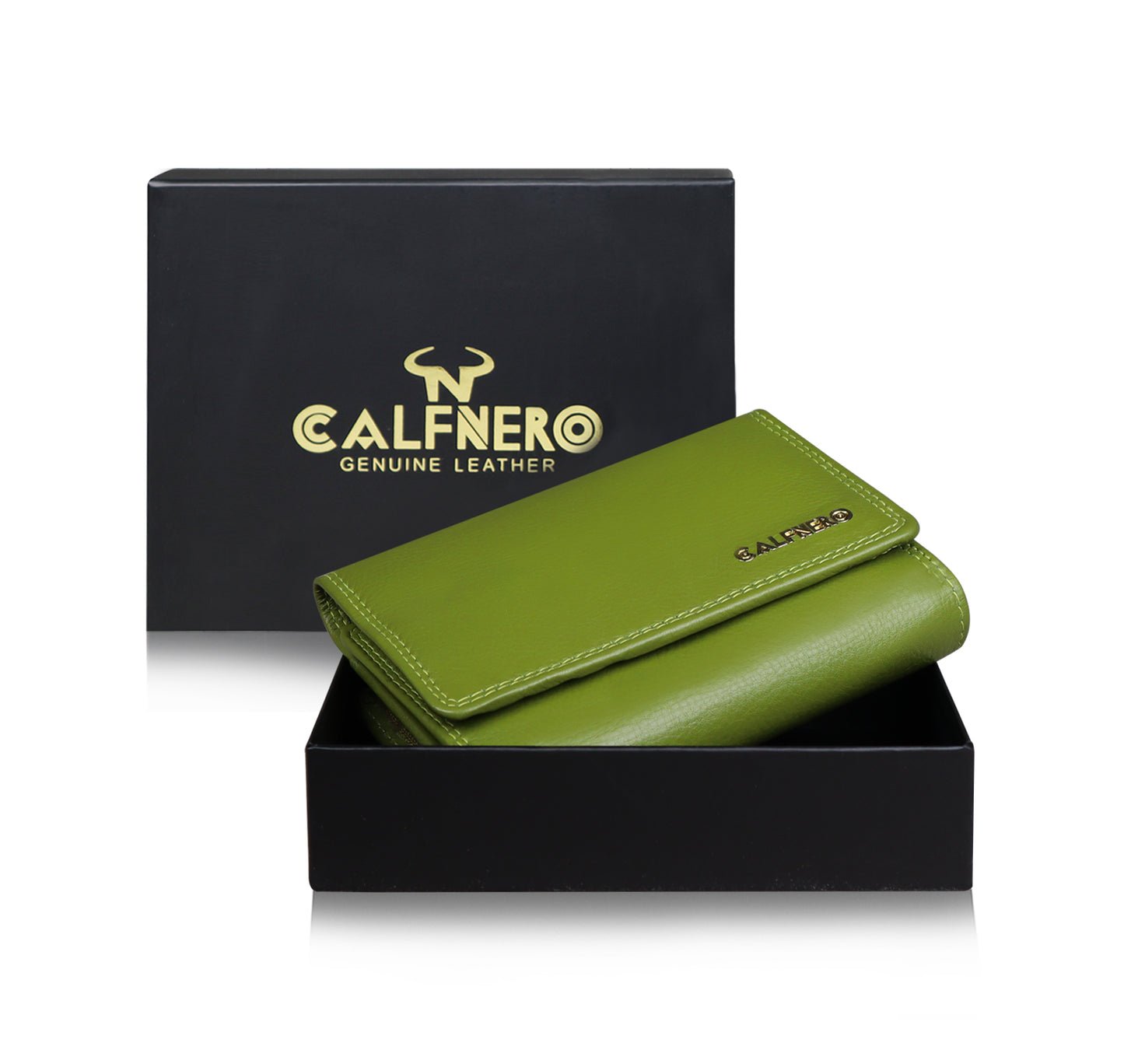 Calfnero Genuine Leather Women's wallet (2312-Dark-Green)