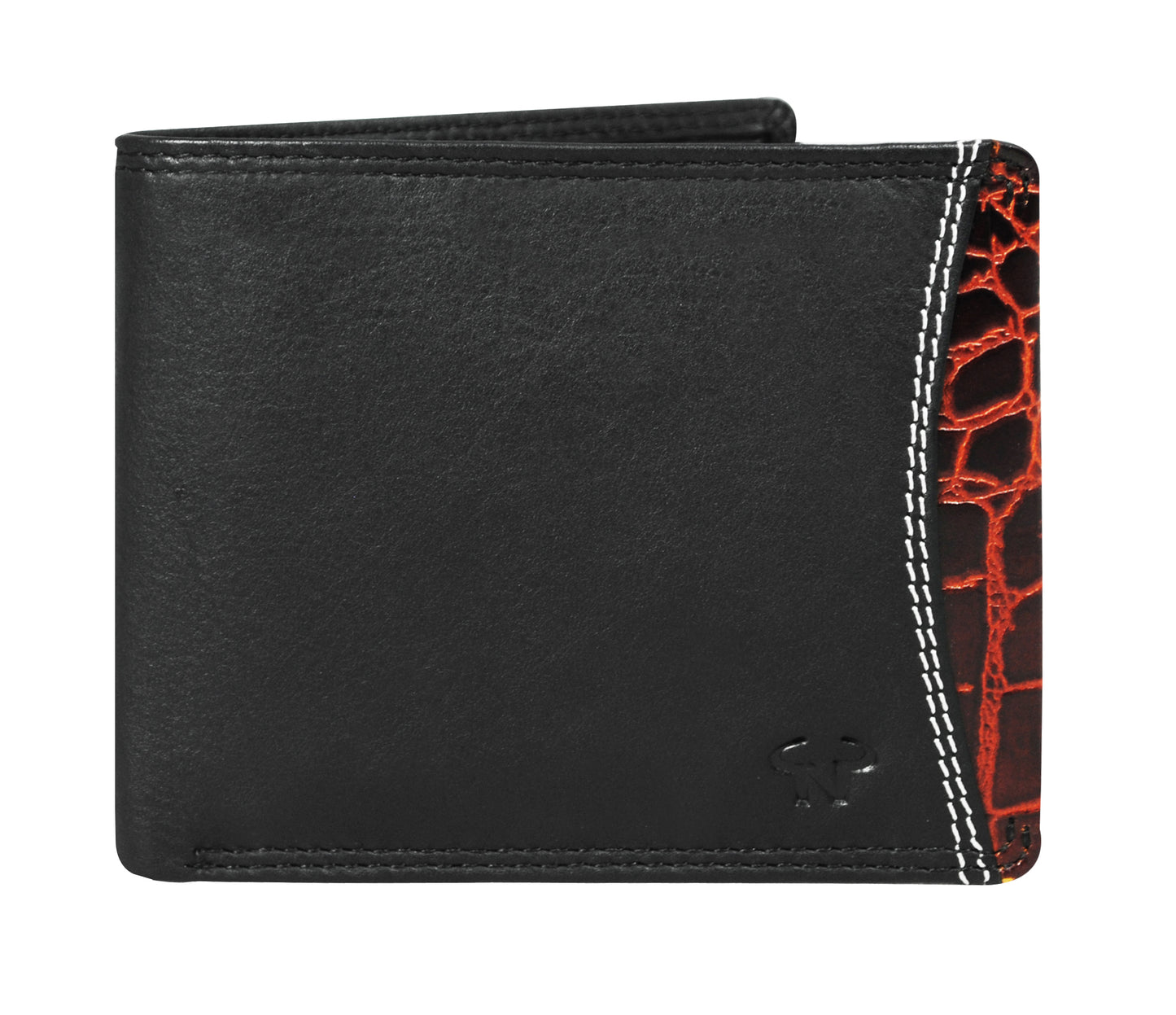 Calfnero Genuine Leather  Men's Wallet (238702-Black-cognac)