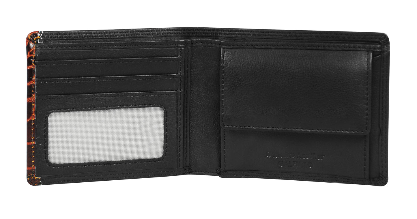 Calfnero Genuine Leather  Men's Wallet (238702-Black-cognac)