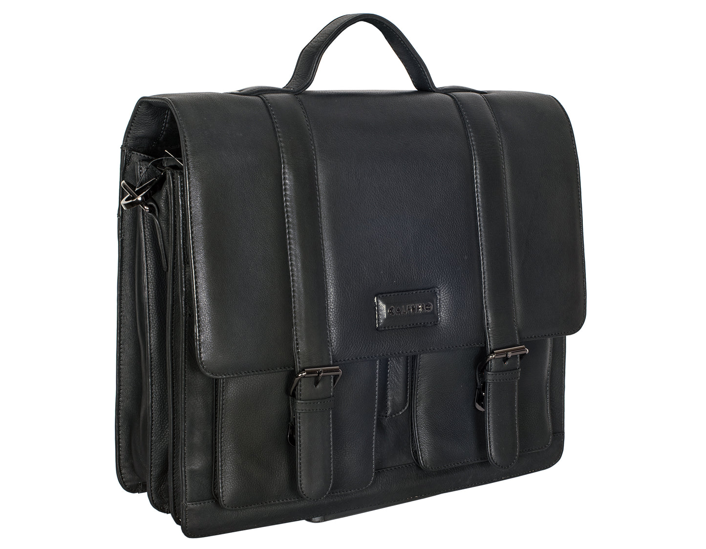Calfnero Genuine Leather Men's Messenger Bag (272-Black)