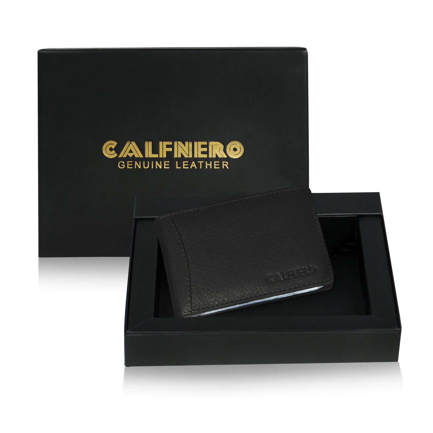Calfnero Genuine Leather Card Case Wallet (30809-Brown)