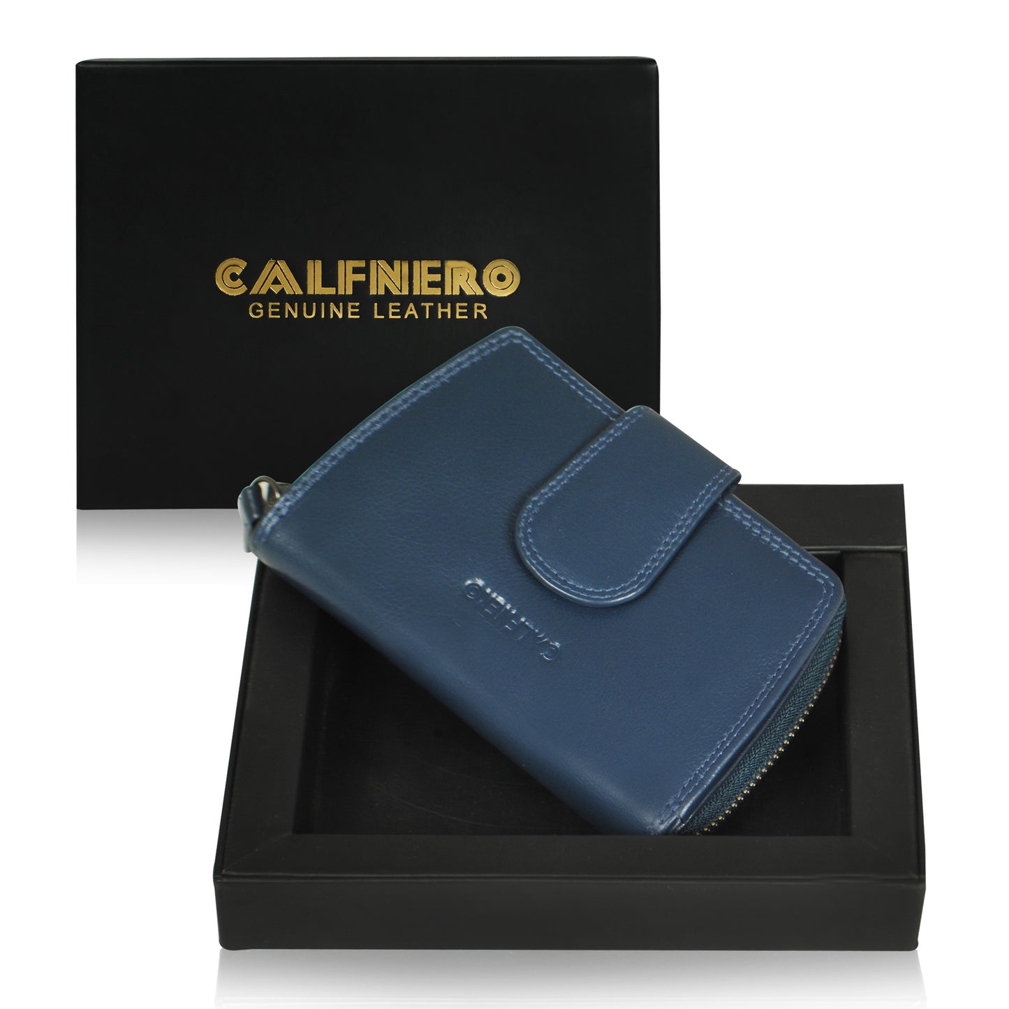 Calfnero Genuine Leather Women's Wallet (3204-Navy)