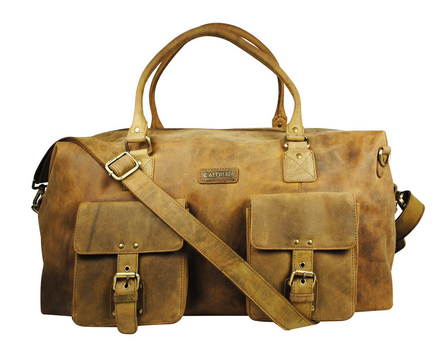 Calfnero Genuine Leather Travel Duffel Bag (321-Hunter)