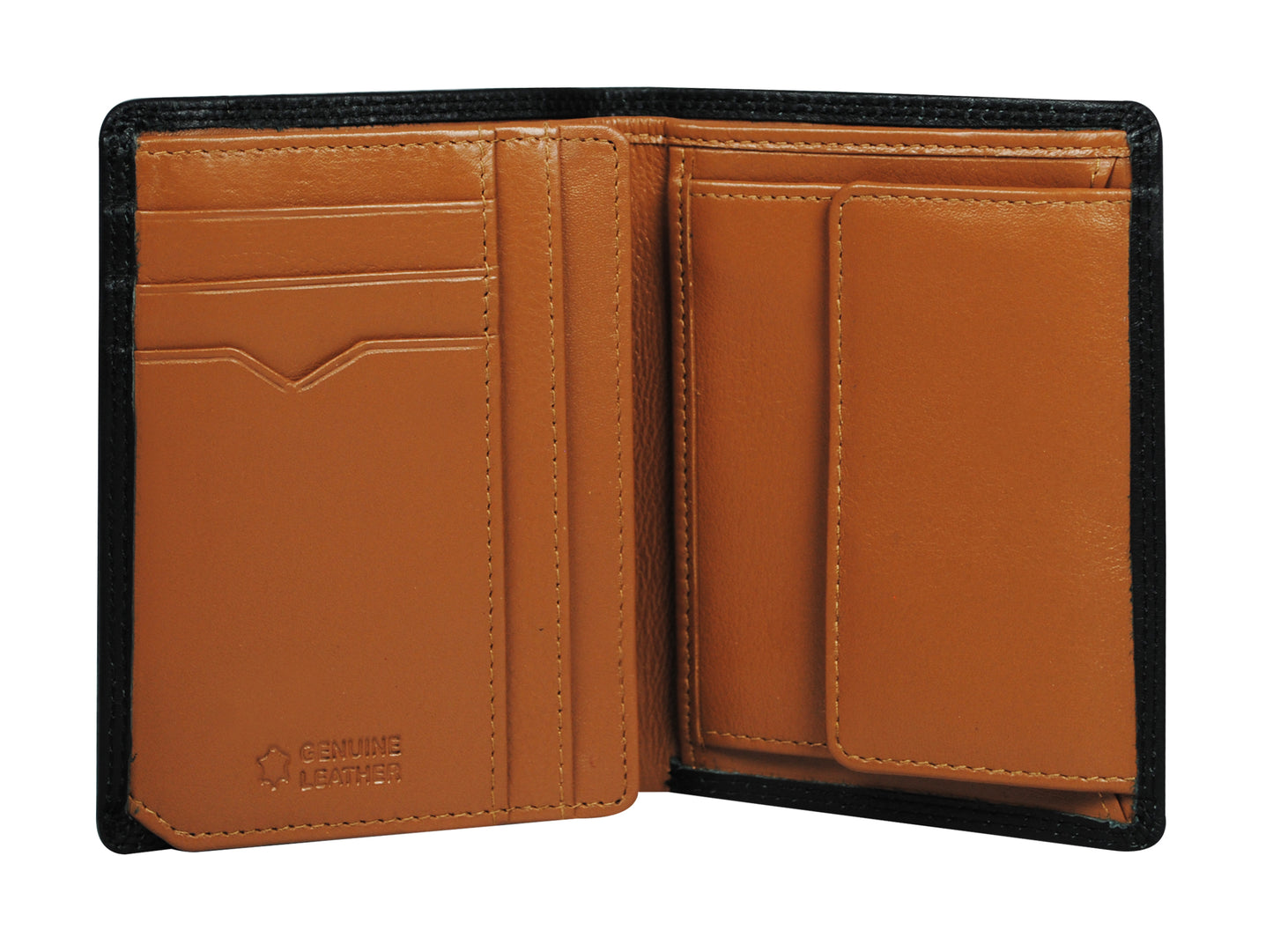 Calfnero Genuine Leather  Men's Wallet (34472-Black-Camel)