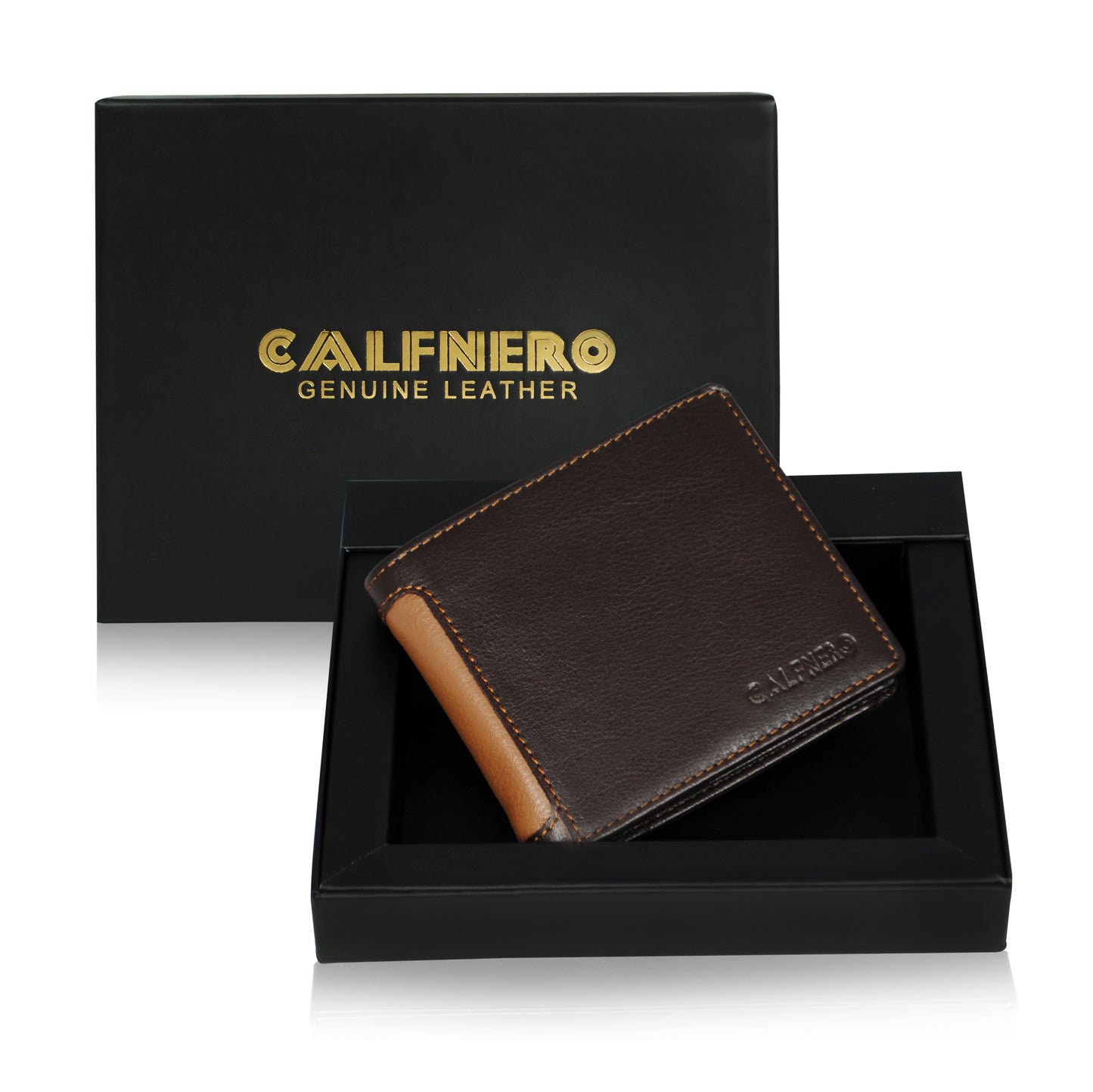 Calfnero Genuine Leather  Men's Wallet (34473-Brown-Camel)