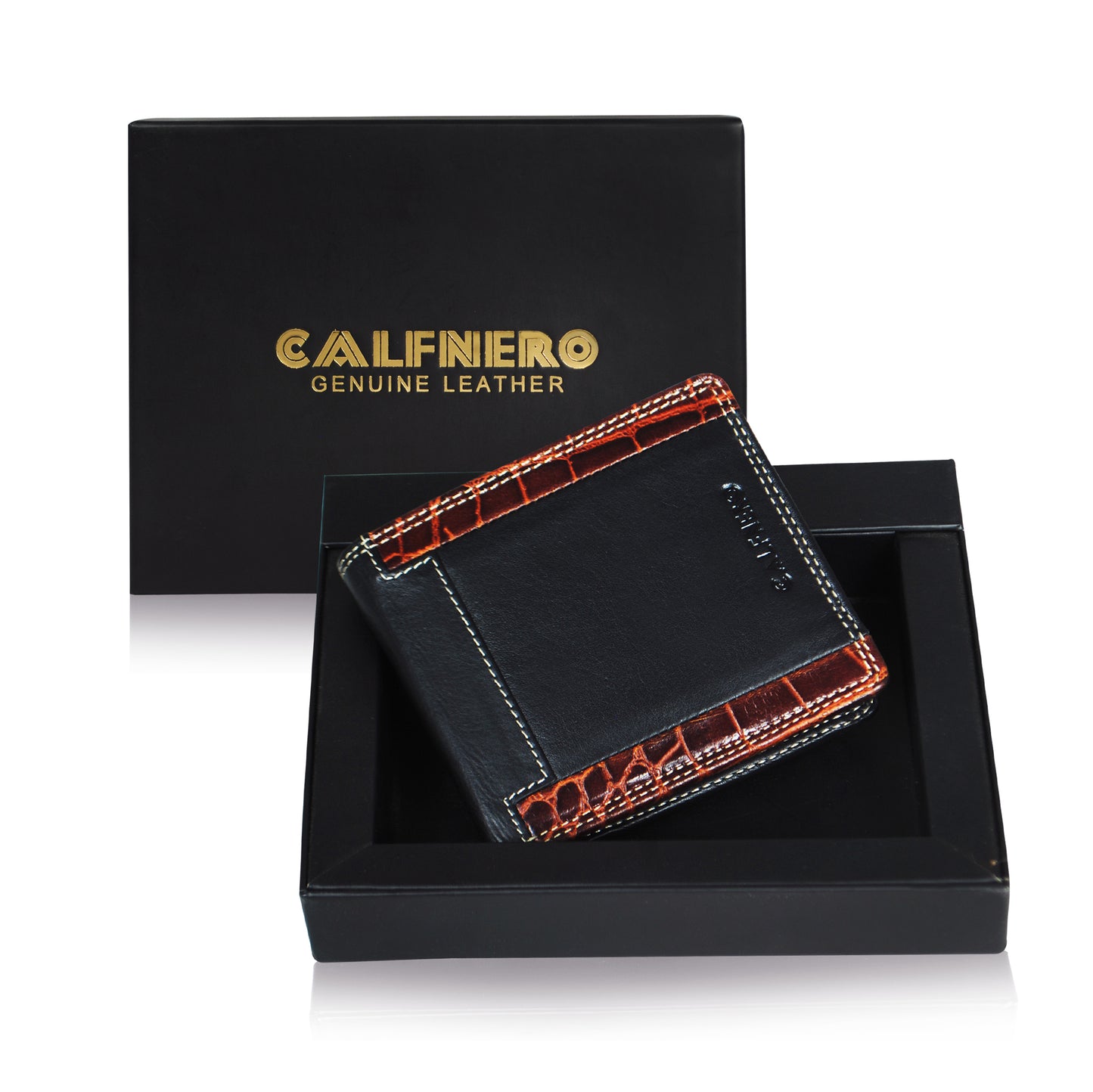 Calfnero Genuine Leather  Men's Wallet (34474-Black-Coco)