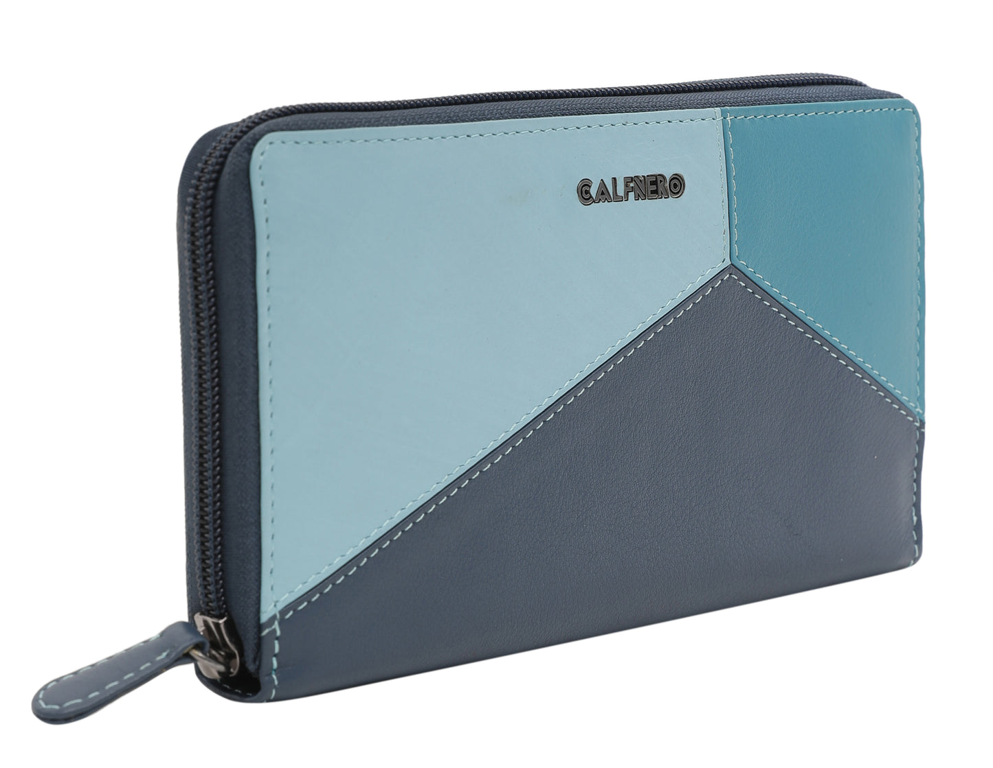 Calfnero Genuine Leather Women's Wallet (Mk-30-Blue-Multi)