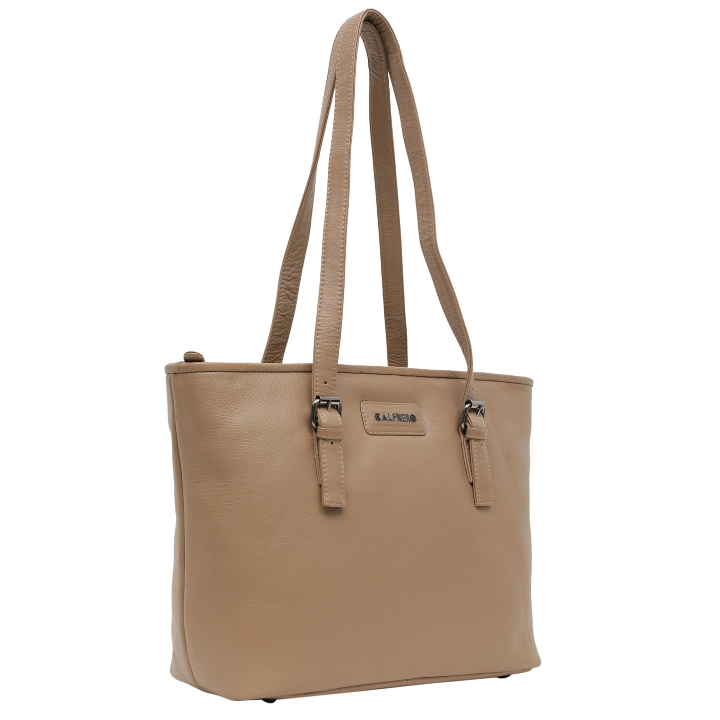 Calfnero Women's Genuine Leather Shoulder Bag (CON-3-Beige)