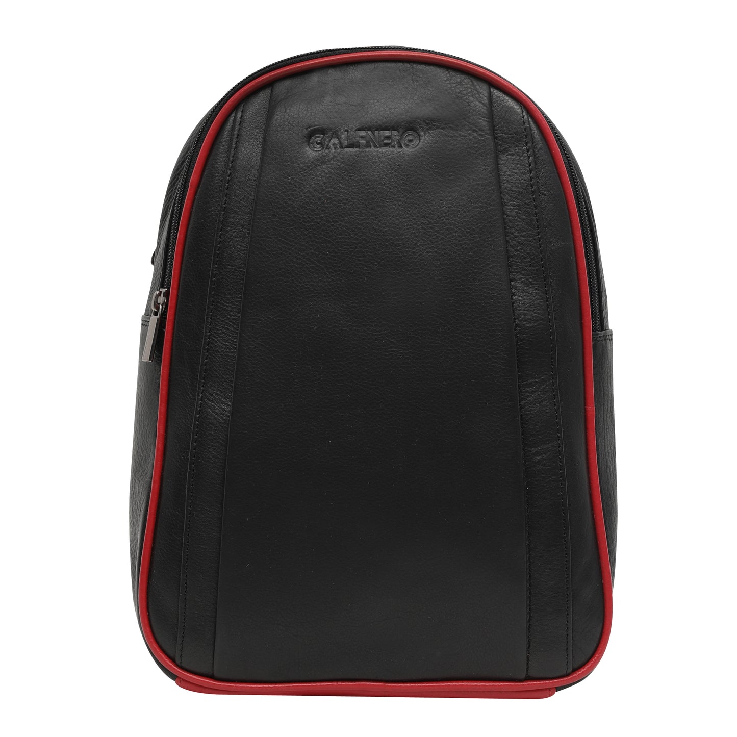 Calfnero Genuine Leather Women's Backpack (19507-Black-Red)