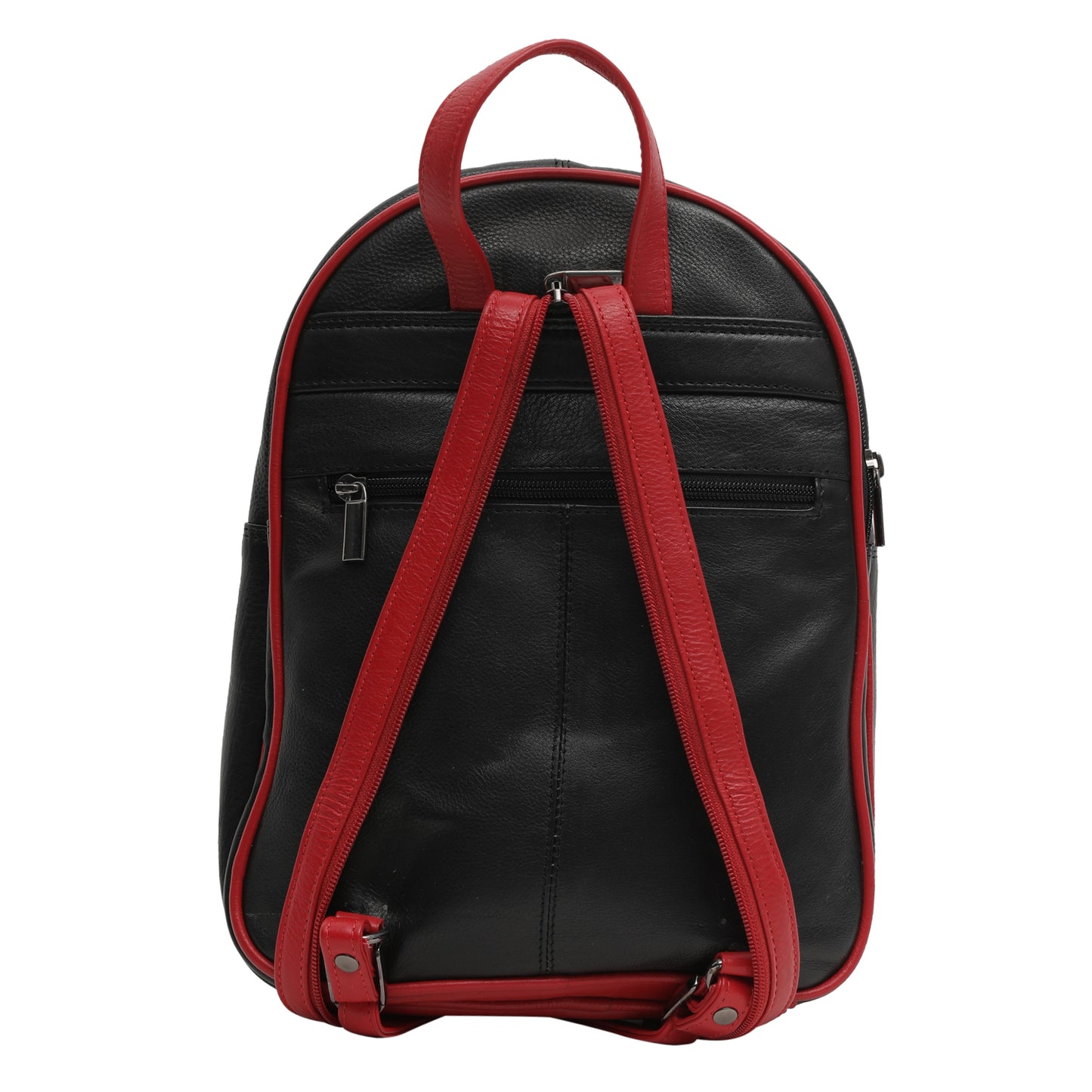 Calfnero Genuine Leather Women's Backpack (19507-Black-Red)