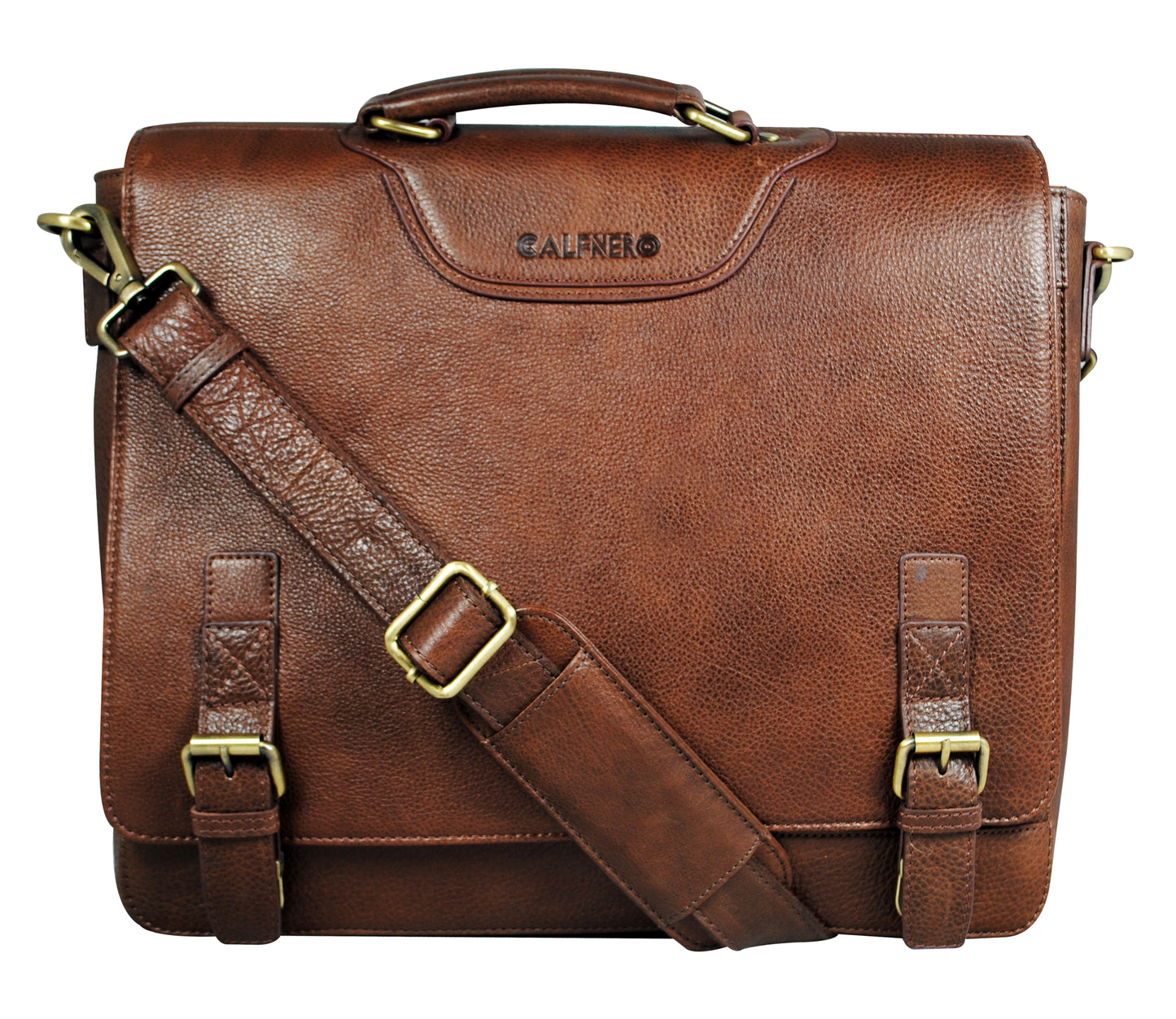 Calfnero Genuine Leather Men's Messenger Bag (402614-Brown)