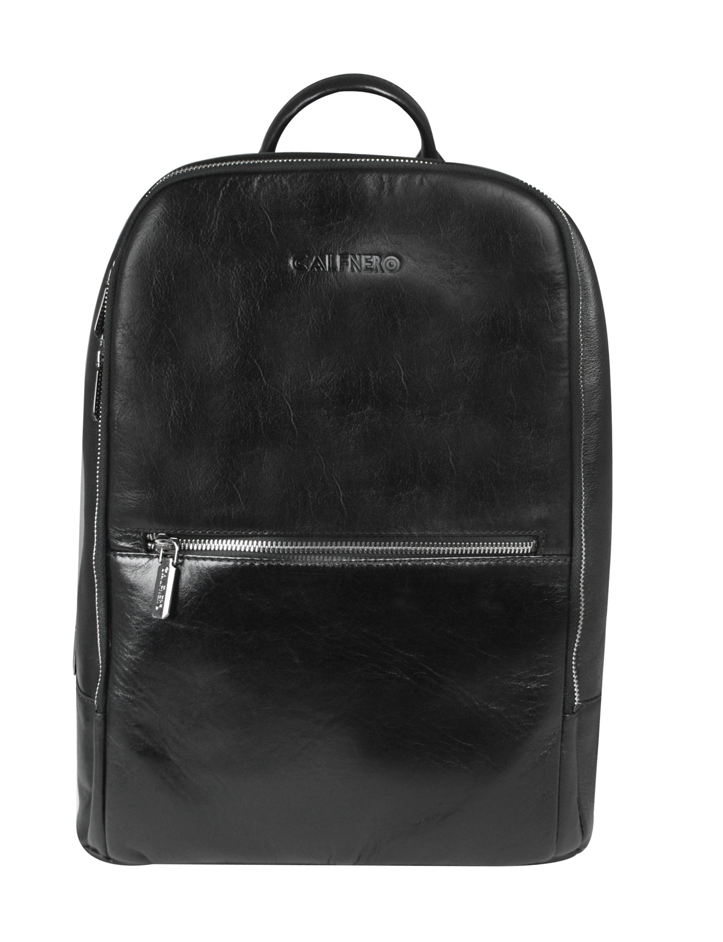 Calfnero Men's Genuine Leather Backpack (402623-Black)