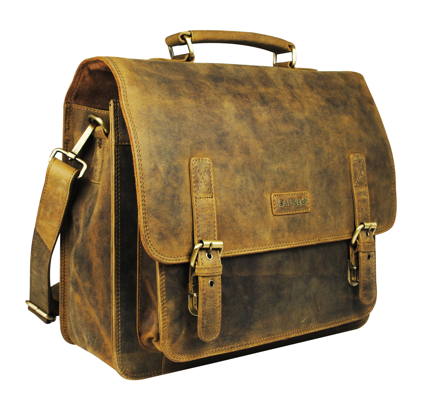 Calfnero Genuine Leather Men's Messenger Bag (431-Hunter)