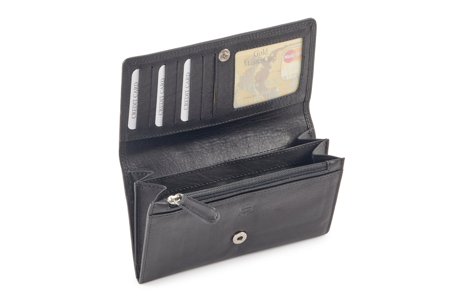 Calfnero Genuine Leather Women's wallet (482-Black)