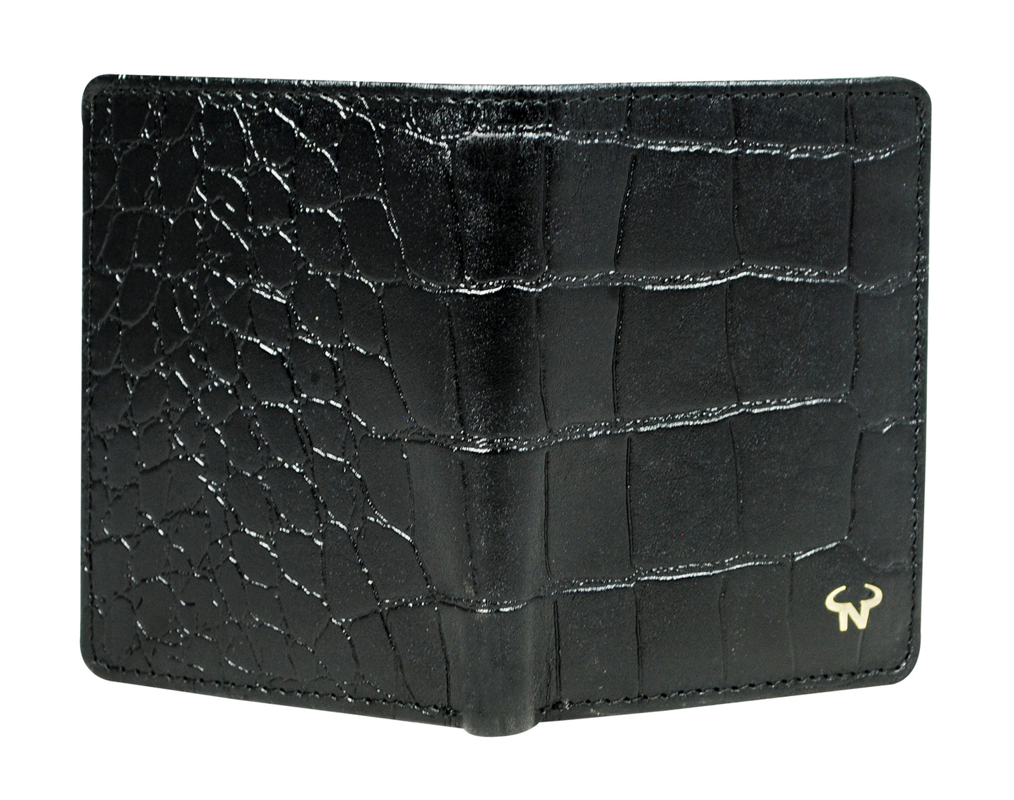 Calfnero Genuine Leather  Men's Wallet (49002-Black-red)