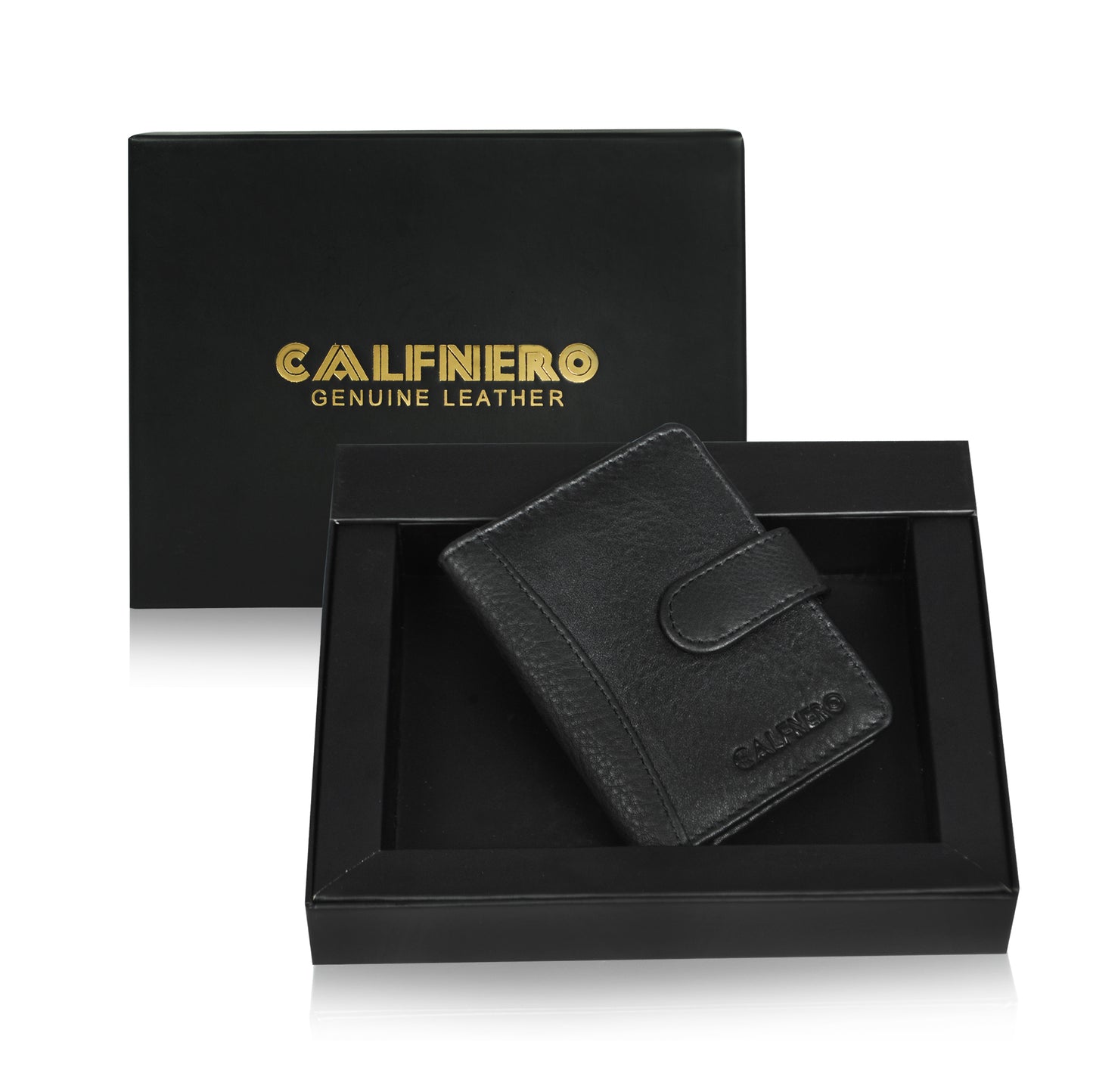 Calfnero Genuine Leather Card Case wallet (602-BLACK)