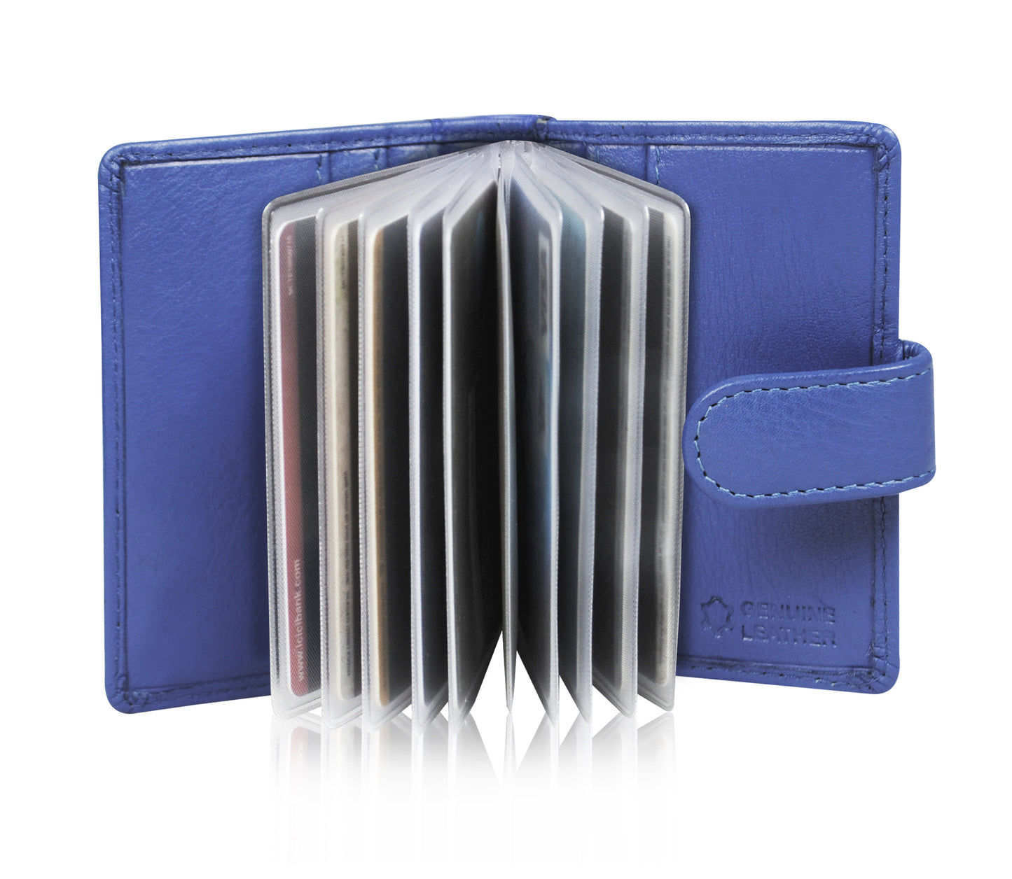 Calfnero Genuine Leather Card Case wallet (602-R-BLUE)