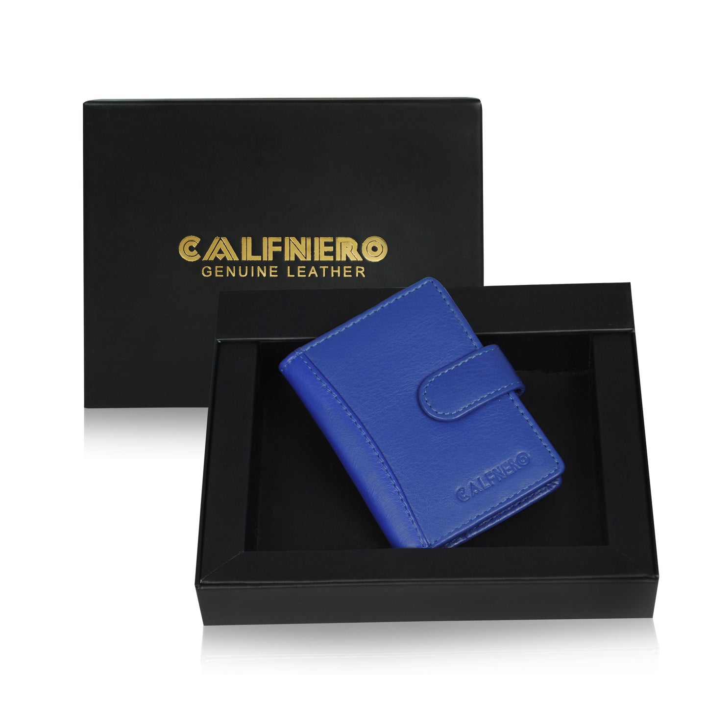 Calfnero Genuine Leather Card Case wallet (602-R-BLUE)