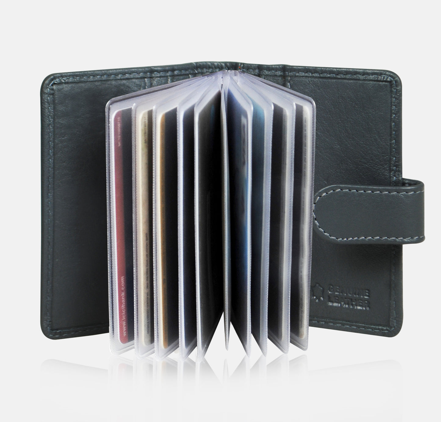 Calfnero Genuine Leather Card Case wallet (602-GREY)