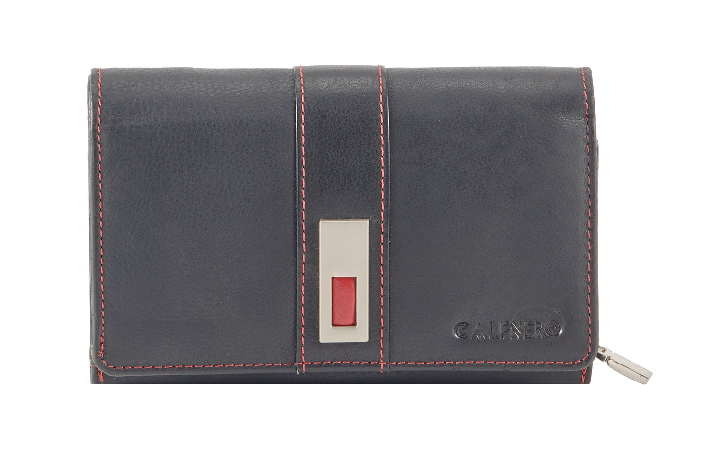 Calfnero Genuine Leather Women's Wallet (6022-Black-Red)